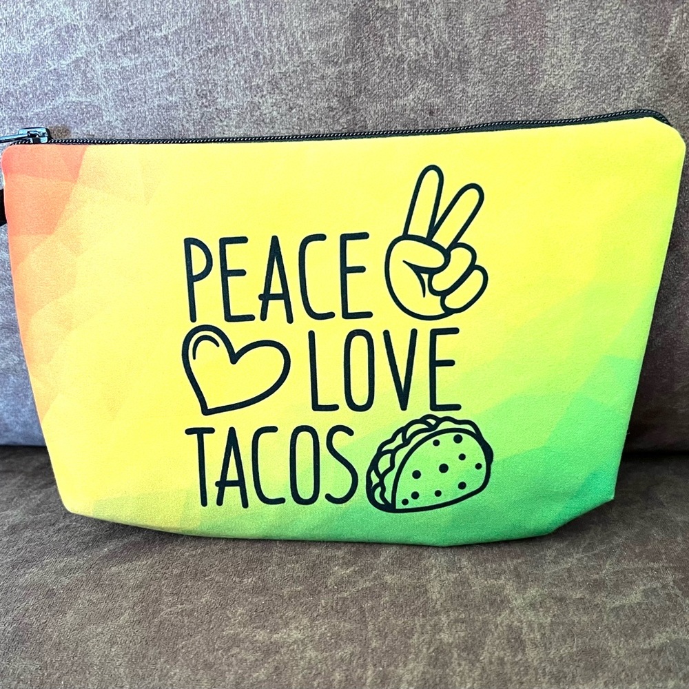 Peace Love Tacos Zipper Pouch Gem